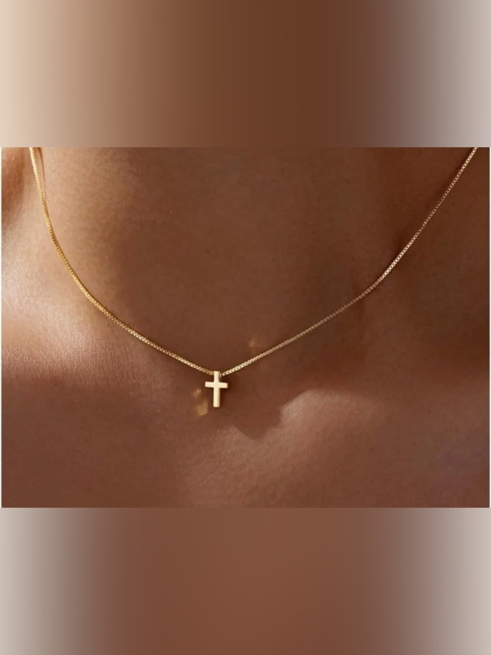 Dainty 14K Gold Silver Plated Cross Choker
